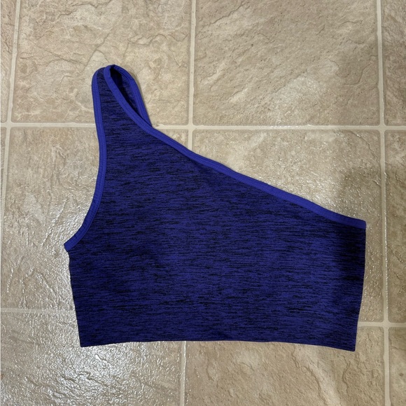 Peloton Tops - Peloton Purple and Black Asymmetrical Sports Bra